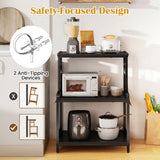 3-Tier Rolling Microwave Cart with Power Outlet and Lockable Wheels and 10 Hooks