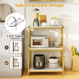 3-Tier Rolling Microwave Cart with Power Outlet and Lockable Wheels and 10 Hooks