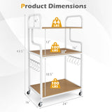 3-Tier Rolling Printer Stand Home Office Large Printer Cart with Storage Shelves