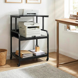3-Tier Rolling Printer Stand with Adjustable Shelf and Lockable Wheels