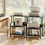 3-Tier Rolling Printer Stand with Adjustable Shelf and Lockable Wheels