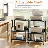 3-Tier Rolling Printer Stand with Adjustable Shelf and Lockable Wheels