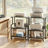 3-Tier Rolling Printer Stand with Adjustable Shelf and Lockable Wheels