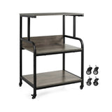 3-Tier Rolling Printer Stand with Adjustable Shelf and Lockable Wheels