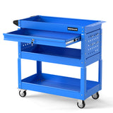 3 Tier Rolling Tool Cart with Lockable Drawer for Garage and Workshop