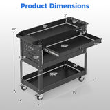 3 Tier Rolling Tool Cart with Lockable Drawer for Garage and Workshop