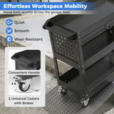 3 Tier Rolling Tool Cart with Lockable Drawer for Garage and Workshop