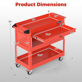 3 Tier Rolling Tool Cart with Lockable Drawer for Garage and Workshop