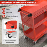 3 Tier Rolling Tool Cart with Lockable Drawer for Garage and Workshop