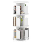 3-Tier Rotating Bookshelf with Dividers and Anti-falling Baffles