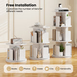 3-Tier Rotating Bookshelf with Dividers and Anti-falling Baffles