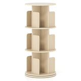 3-Tier Rotating Bookshelf with Dividers and Anti-falling Baffles