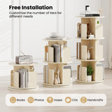 3-Tier Rotating Bookshelf with Dividers and Anti-falling Baffles