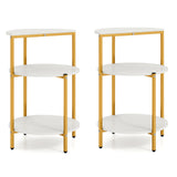 3-Tier Round End Table for Small Space and Bedroom Room-Set of 1/2