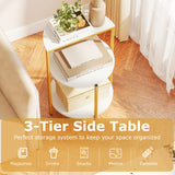 3-Tier Round End Table for Small Space and Bedroom Room-Set of 1/2