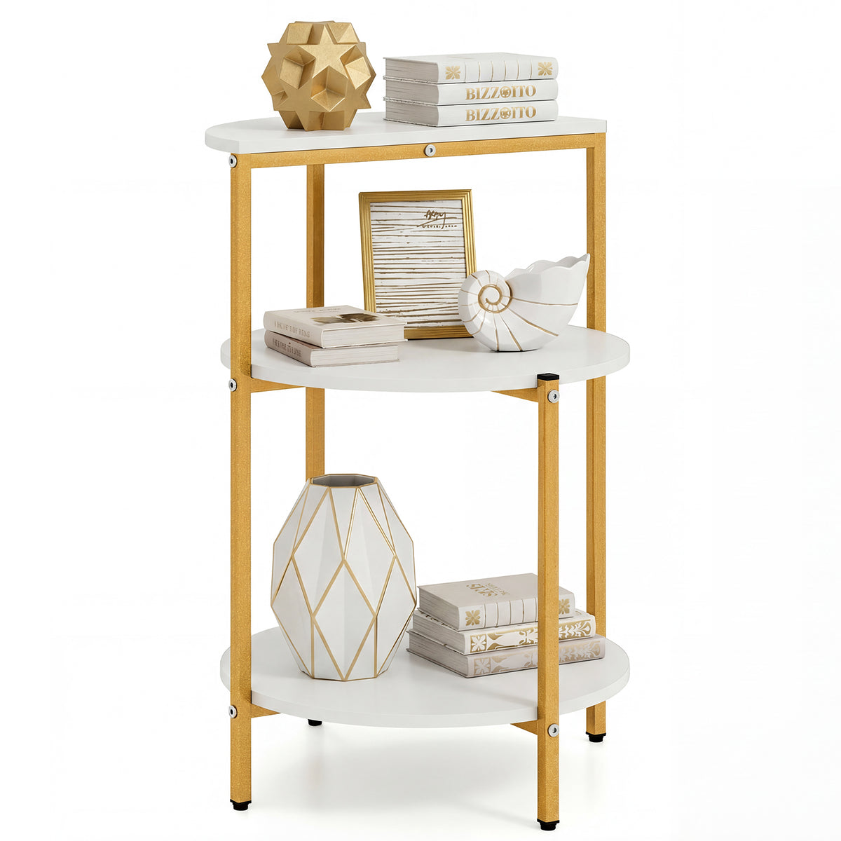 3-Tier Round End Table for Small Space and Bedroom Room-Set of 1/2