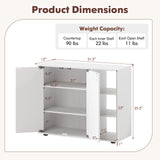 3-Tier Shoe Cabinet with Doors with Adjustable Open Shelves for Entryway