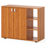 3-Tier Shoe Cabinet with Doors with Adjustable Open Shelves for Entryway