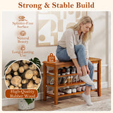 3-Tier Shoe Rack Bench with Adjustable Shelves for Entryway and Living Room-Brown
