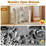 3-Tier Shoe Rack Set of 2 with Stackable Design and Anti-Tipping Device for Closet-White