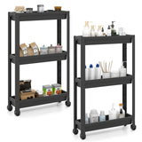 3-Tier Slim Rolling Storage Cart 2-Pack Mobile Bathroom Organizer with Wheels