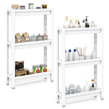 3-Tier Slim Rolling Storage Cart 2-Pack Mobile Bathroom Organizer with Wheels
