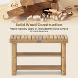 3-Tier Solid Wood Shoe Rack Bench with Slatted Shelves