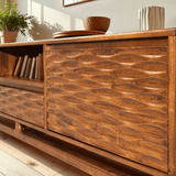 Acacia Elara Solid Wood TV Stand with Storage and Cable Management for TVs up to 80"