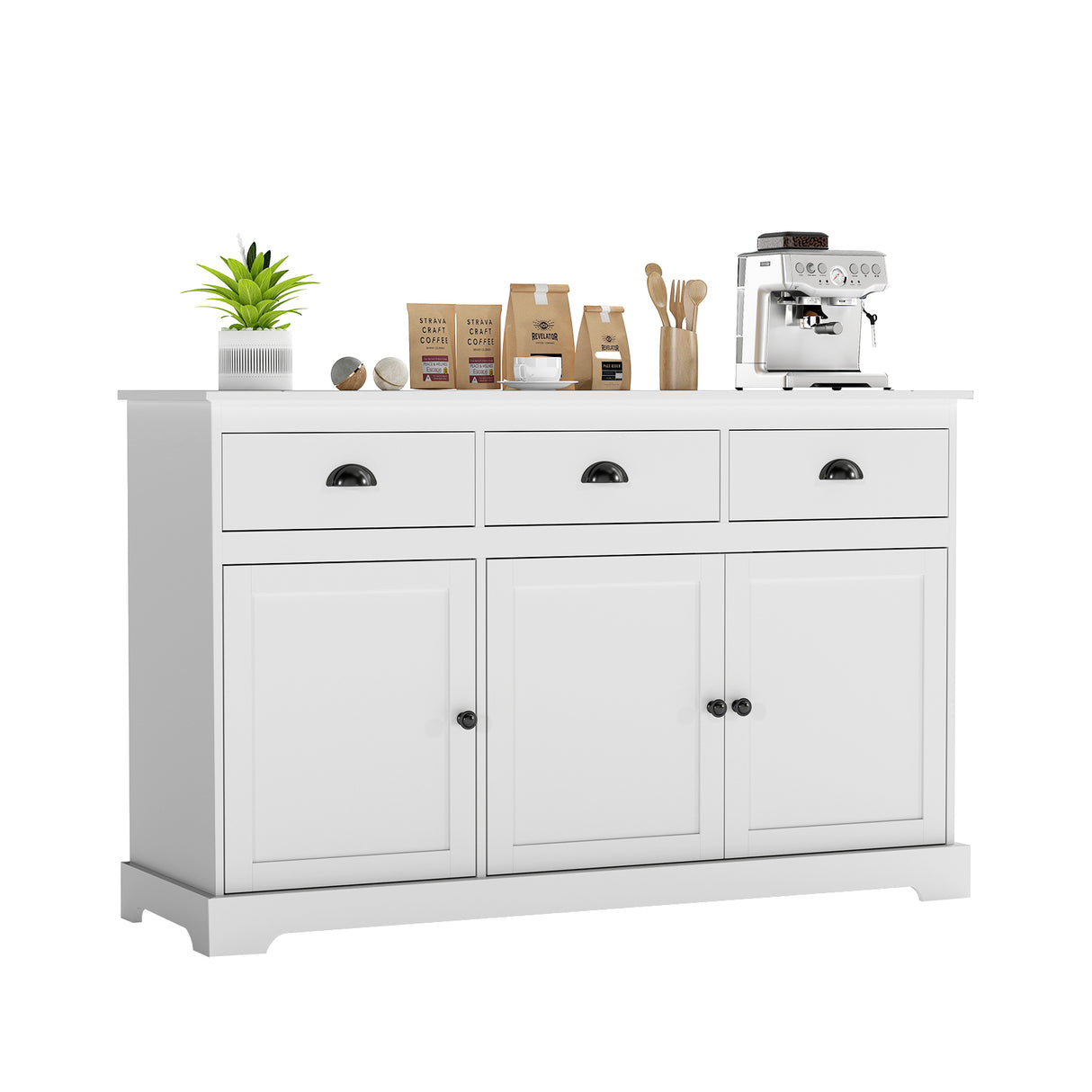 3 Drawers Sideboard Buffet Storage with Adjustable Shelves