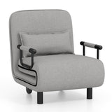 3-in-1 Convertible Sofa Bed with 5-Position Adjustable Backrest and Lumbar Pillow