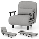 3-in-1 Convertible Sofa Bed with 5-Position Adjustable Backrest and Lumbar Pillow