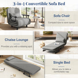 3-in-1 Convertible Sofa Bed with 5-Position Adjustable Backrest and Lumbar Pillow