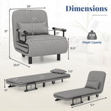3-in-1 Convertible Sofa Bed with 5-Position Adjustable Backrest and Lumbar Pillow