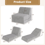 3-in-1 Folding Sofa Bed with Washable Zippered Cover-Gray