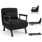 3-in-1 Folding Sofa Bed with Adjustable Backrest Comfy Cushion and Hidden Metal Legs