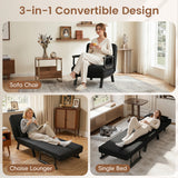 3-in-1 Folding Sofa Bed with Adjustable Backrest Comfy Cushion and Hidden Metal Legs