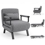 3-in-1 Folding Sofa Bed with Adjustable Backrest Comfy Cushion and Hidden Metal Legs