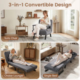 3-in-1 Folding Sofa Bed with Adjustable Backrest Comfy Cushion and Hidden Metal Legs