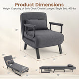3-in-1 Folding Sofa Bed with Adjustable Backrest Comfy Cushion and Hidden Metal Legs