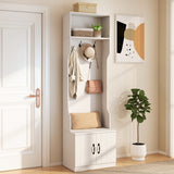 3-in-1 Hall Tree with Bench and Storage 23.5â Wide Mudroom Storage-WHite