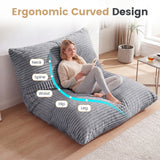 3-in-1 Large Bean Bag Chair with Comfy Corduroy Fabric