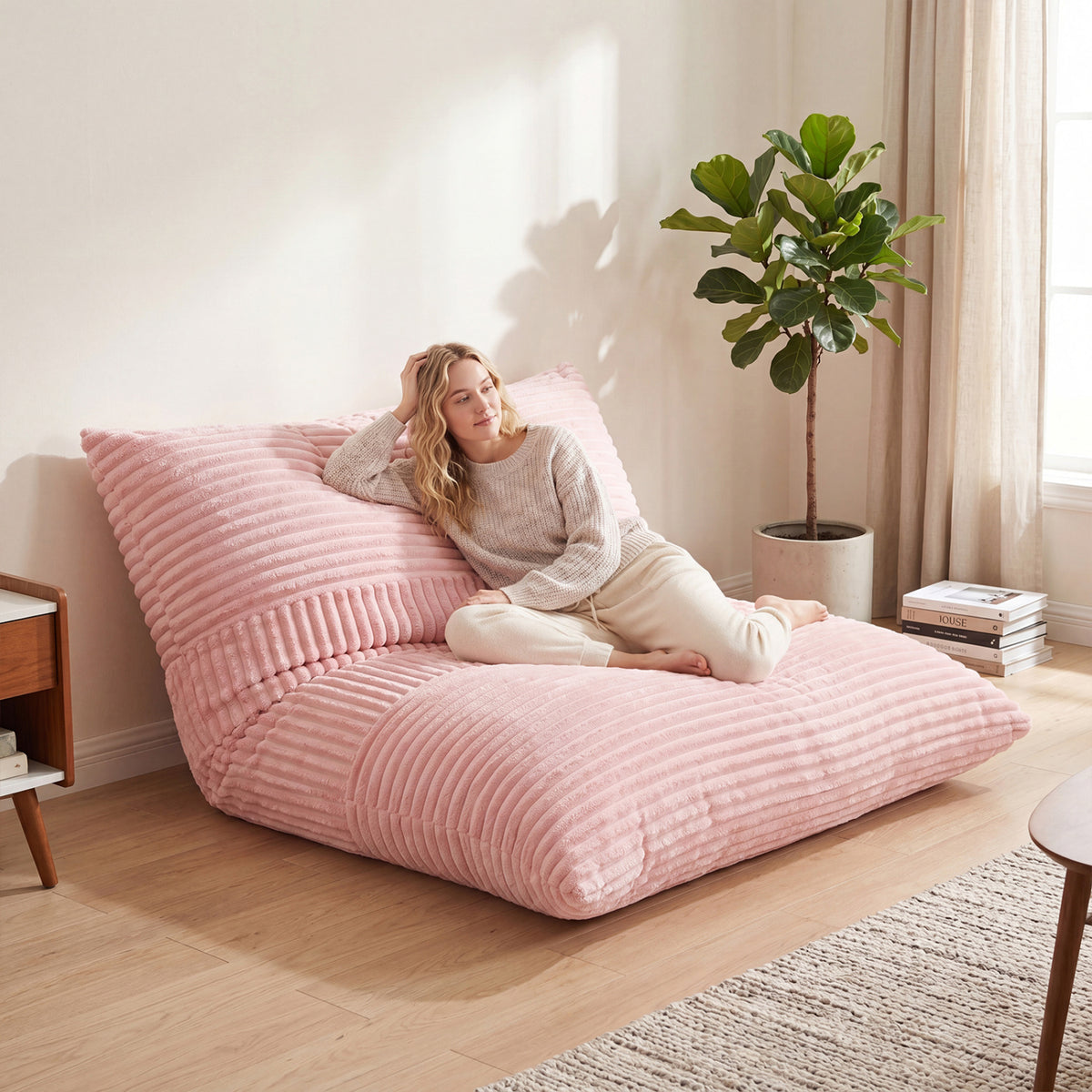 3-in-1 Large Bean Bag Chair with Comfy Corduroy Fabric