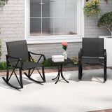 3 Piece Patio Rocking Set with Smooth Rocking Motion Outdoor Rocker Chair Bistro Set