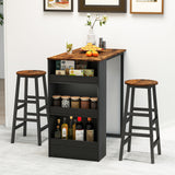 3 Pieces Bar Table Set with Storage