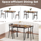 3 Pieces Dining Set with 2 Chairs and Modern Kitchen Table for Small Space-Brown