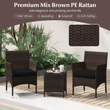 3 Pieces Outdoor Conversation Set with Cushioned Seat and Glass Tabletop