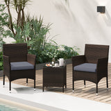 3 Pieces Outdoor Conversation Set with Cushioned Seat and Glass Tabletop