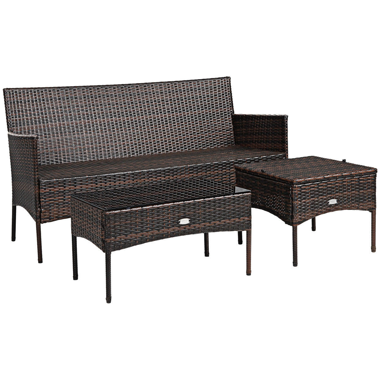 3 Pieces Patio Furniture Sectional Set with 5 Cozy Seat and Back Cushions