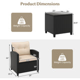 3 Pieces Patio Furniture Set with Tempered Glass Coffee Table