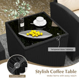 3 Pieces Patio Furniture Set with Tempered Glass Coffee Table